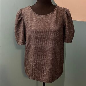 Green Envelope Gray Puffed Sleeve Blouse Size Large